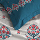 Home Essential Royal Bloom Queen Bedsheet Set, Lindon Blue| 144TC Cotton| 2 Pillow Covers