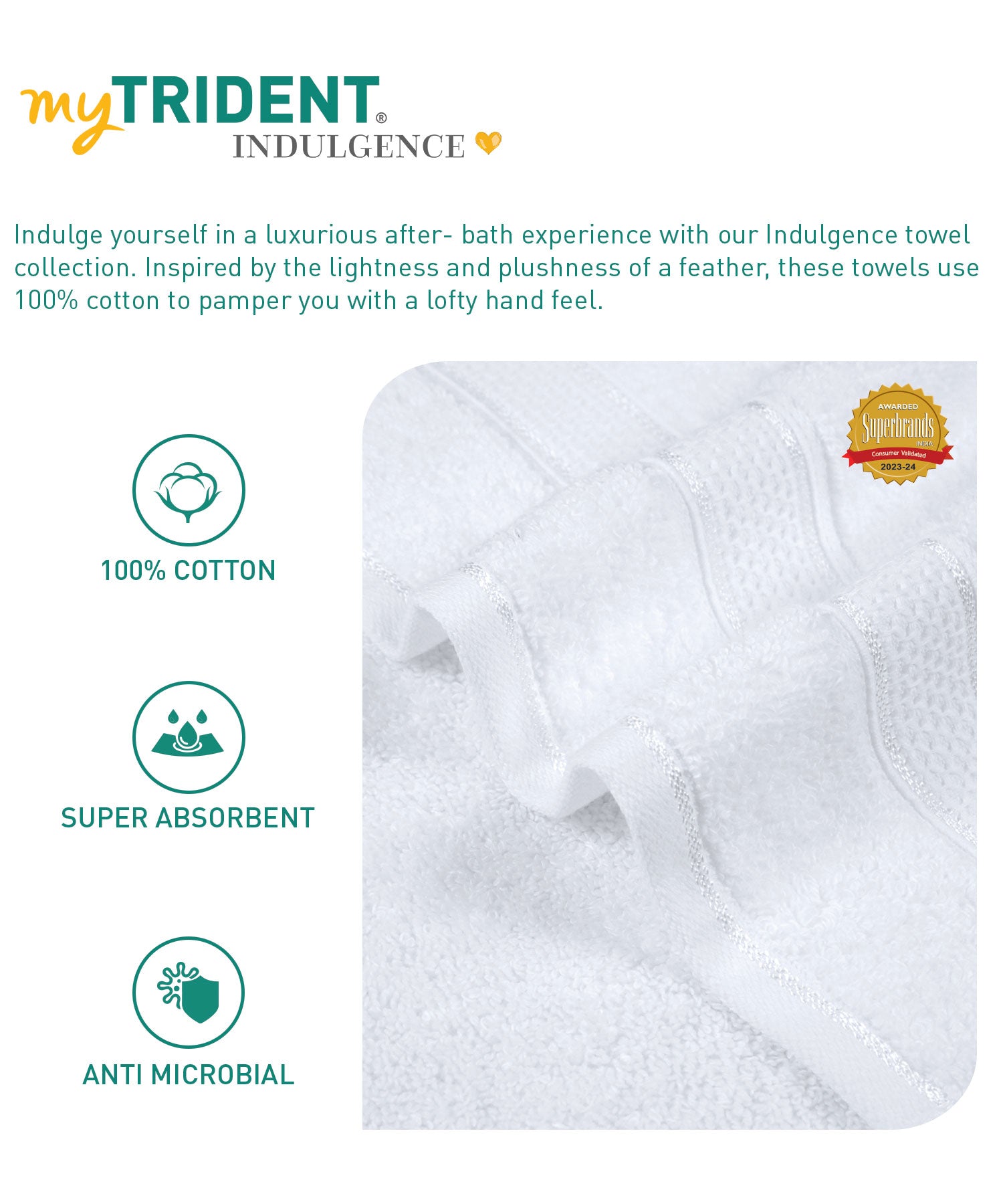 Indulgence 2Pc Hand Towel, Bright White|600 GSM Cotton