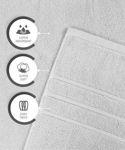 Luxe Home 1Pc Bath Towel, Silver| 600 GSM Cotton Bamboo