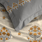 Home Essential Royal Bloom Queen Bedsheet Set, Lindon Grey| 144TC Cotton| 2 Pillow Covers