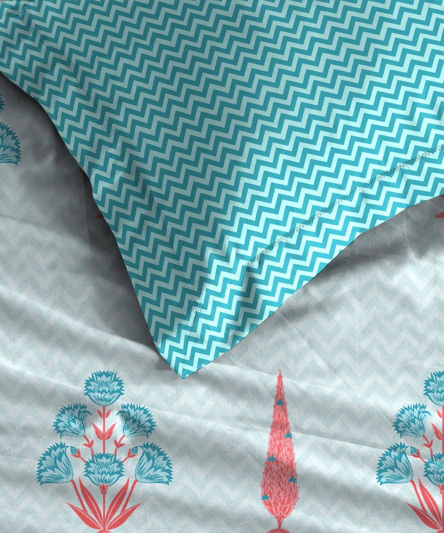 Home Essential Royal Bloom Queen Bedsheet Set, Raya Blue| 144TC Cotton| 2 Pillow Covers