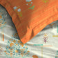 Home Essential Royal Bloom Queen Bedsheet Set, Gilded Dream Orange| 144TC Cotton| 2 Pillow Covers