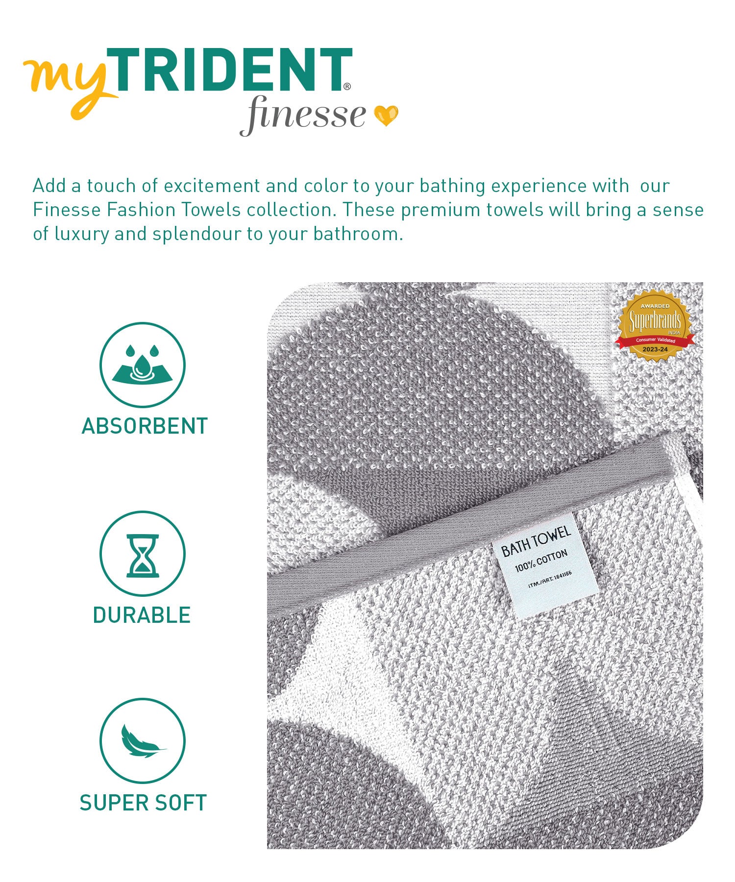 Finesse Fashion Bath Towel, Sharkkin|600 GSM Cotton