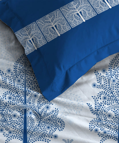 Classic Prakriti King Bedsheet Set, Neelgiri|210 TC Cotton|2 Pillow Covers
