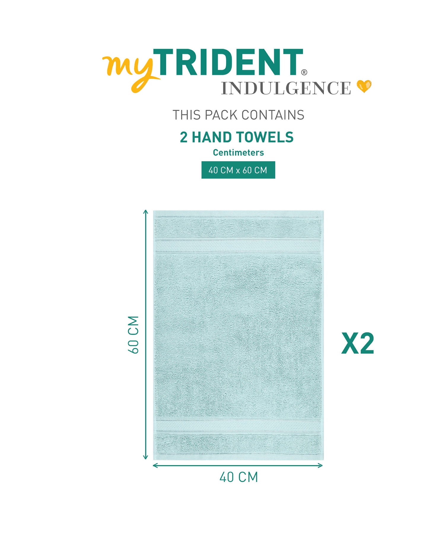 Indulgence 2Pc Hand Towel, Aqua Fresh|600 GSM Cotton