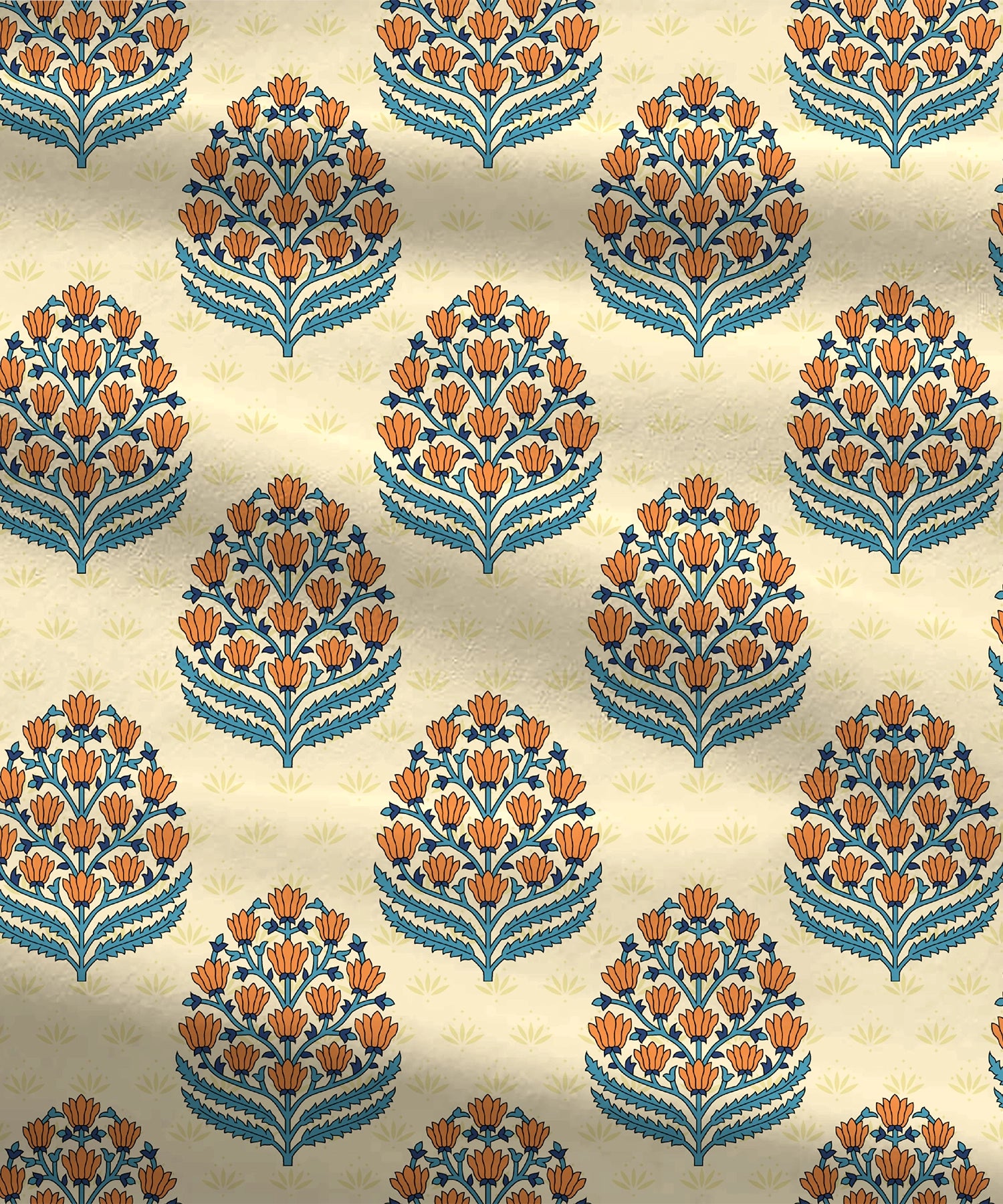 Home Essential Royal Bloom Queen Bedsheet Set, Dhalia Orange| 144TC Cotton| 2 Pillow Covers