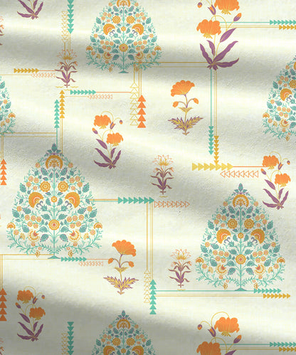 Home Essential Royal Bloom Queen Bedsheet Set, Gilded Dream Orange| 144TC Cotton| 2 Pillow Covers