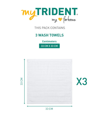 Quick Dry 3 Pc Wash Towel, White|400 GSM Cotton