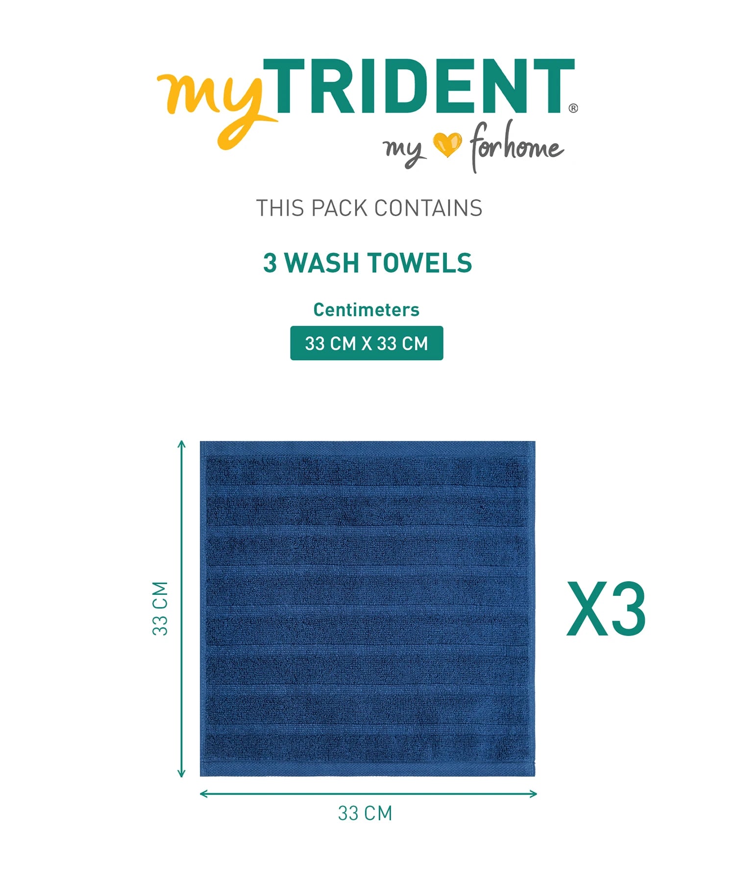 Quick Dry 3 Pc Wash Towel, Navy Blue|400 GSM Cotton