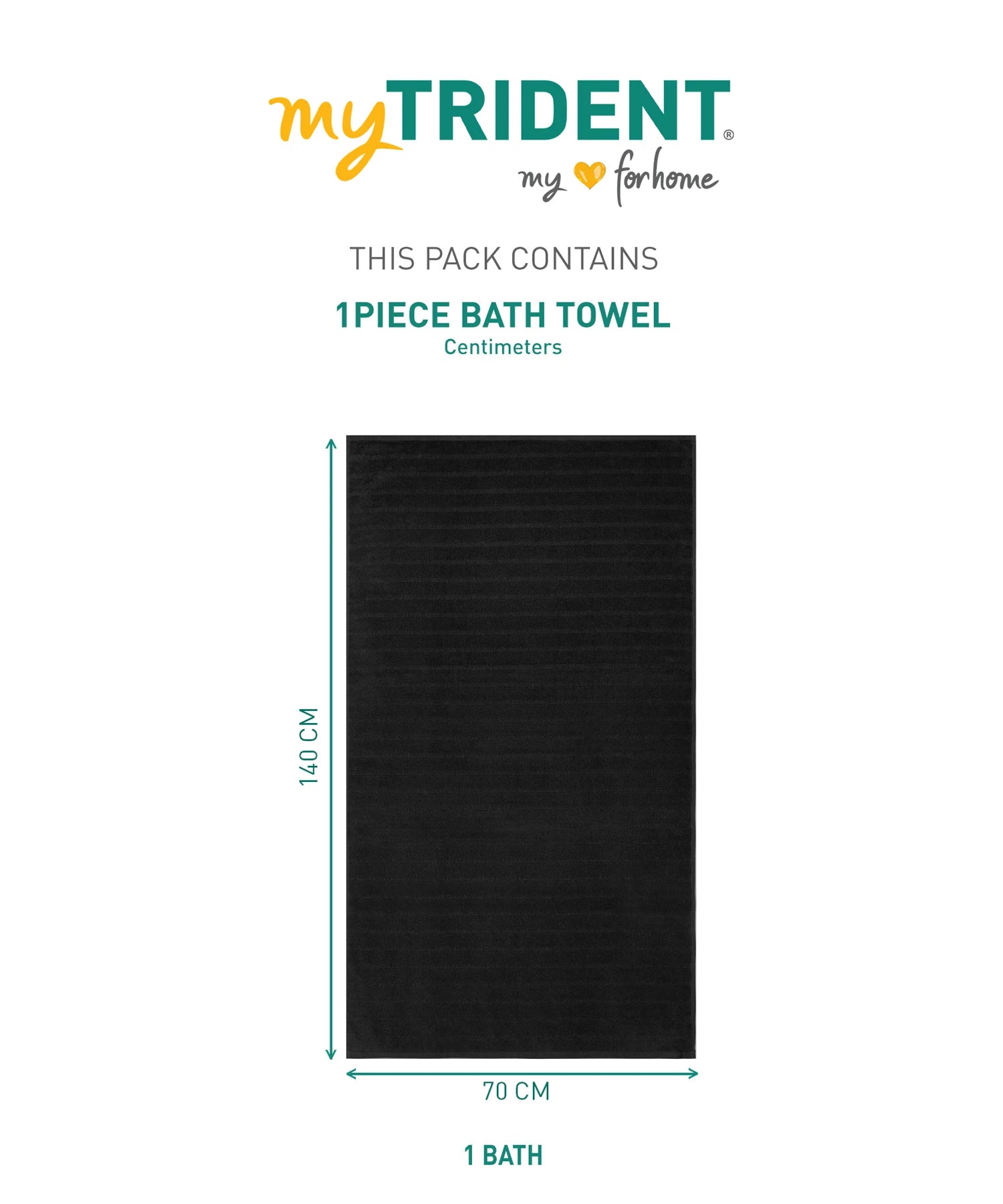 Quick Dry 1 Pc Bath Towel,Black|400 GSM Cotton