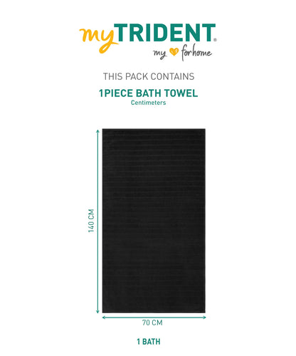 Quick Dry 1 Pc Bath Towel,Black|400 GSM Cotton