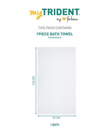 Quick Dry 1 Pc Bath Towel, White|400 GSM Cotton