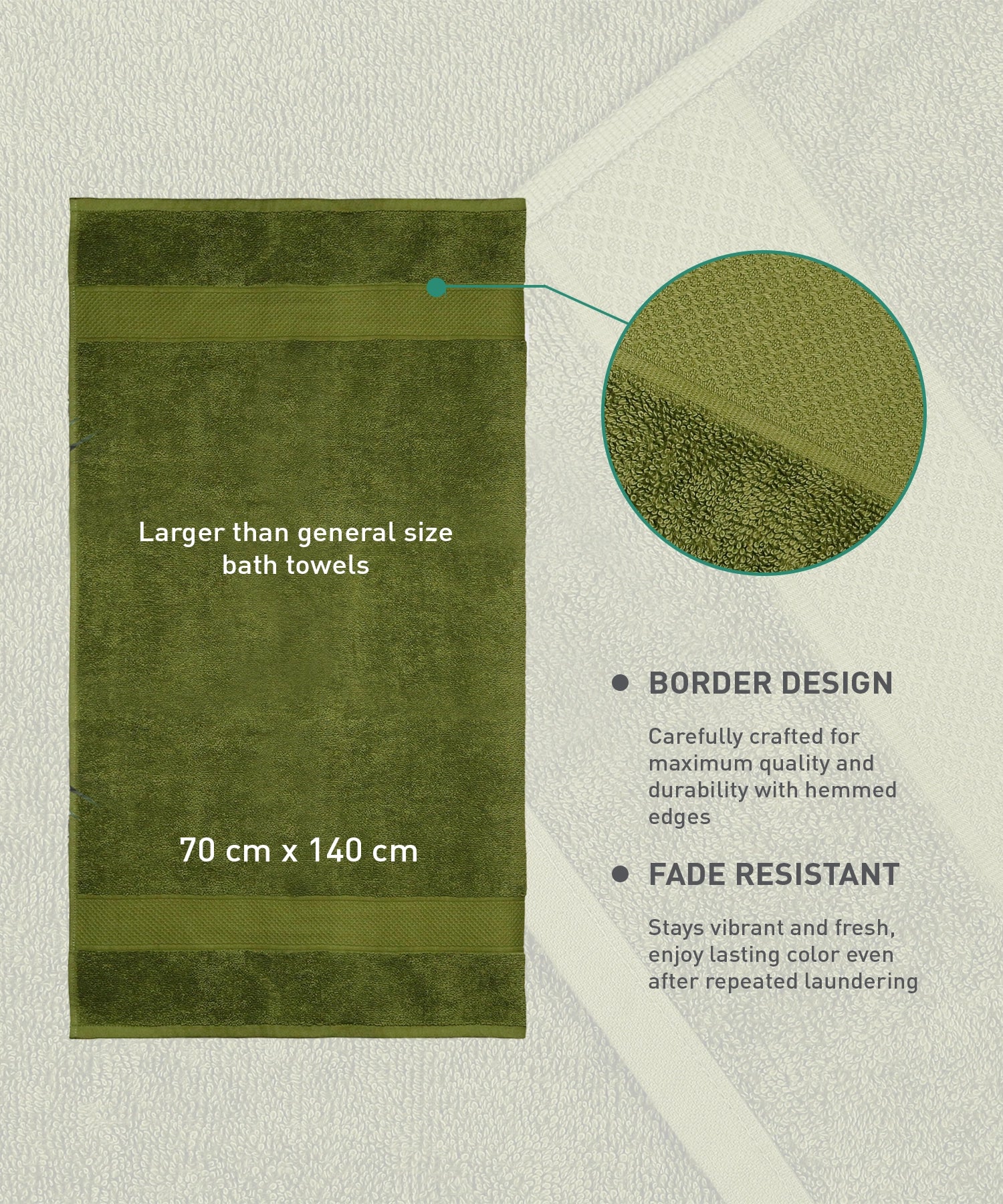 Urban Comfort Bath Towel, Olive| 450 GSM Cotton