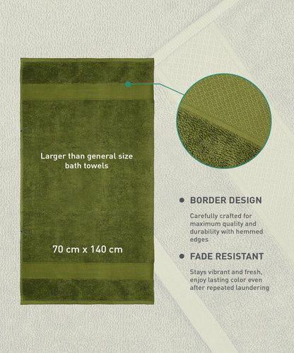 Urban Comfort Bath Towel, Olive| 450 GSM Cotton