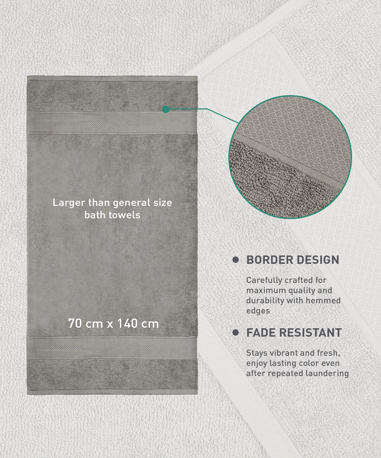 Urban Comfort Bath Towel, Charcoal| 450 GSM Cotton