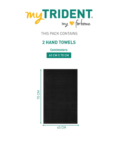Quick Dry 2 Pc Hand Towel, Black|400 GSM Cotton