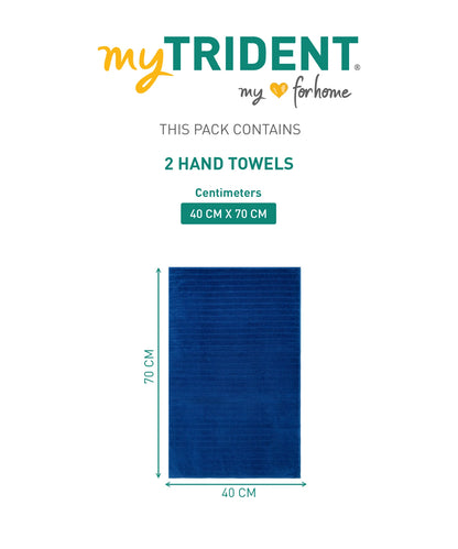 Quick Dry 2 Pc Hand Towel, Navy Blue|400 GSM Cotton