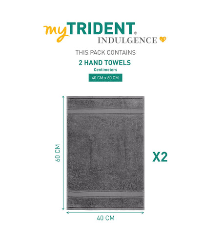 Indulgence 2Pc Hand Towel, Anchor Grey|600 GSM Cotton