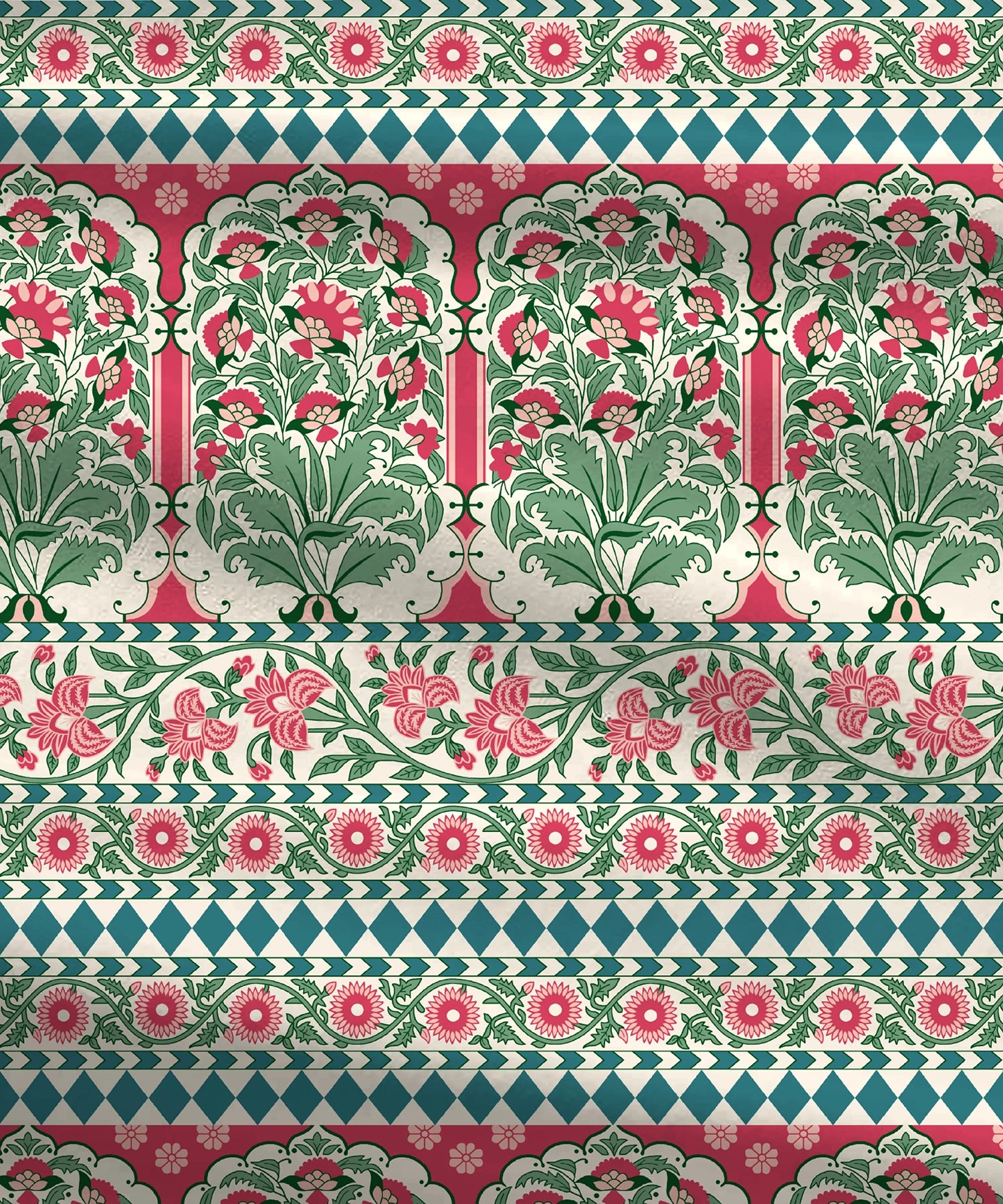 Home Essential Royal Bloom Queen Bedsheet Set, Rosario Teal| 144TC Cotton| 2 Pillow Covers