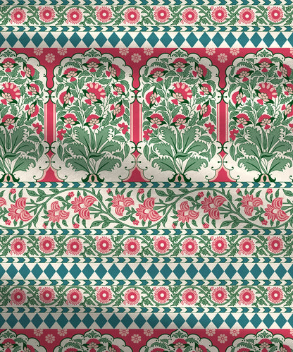 Home Essential Royal Bloom Queen Bedsheet Set, Rosario Teal| 144TC Cotton| 2 Pillow Covers