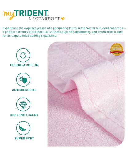 Nectarsoft 3 Pc Face Towel,625 Gsm , High End Luxury,Antimicrobial,Premium Cotton, Blush Pink