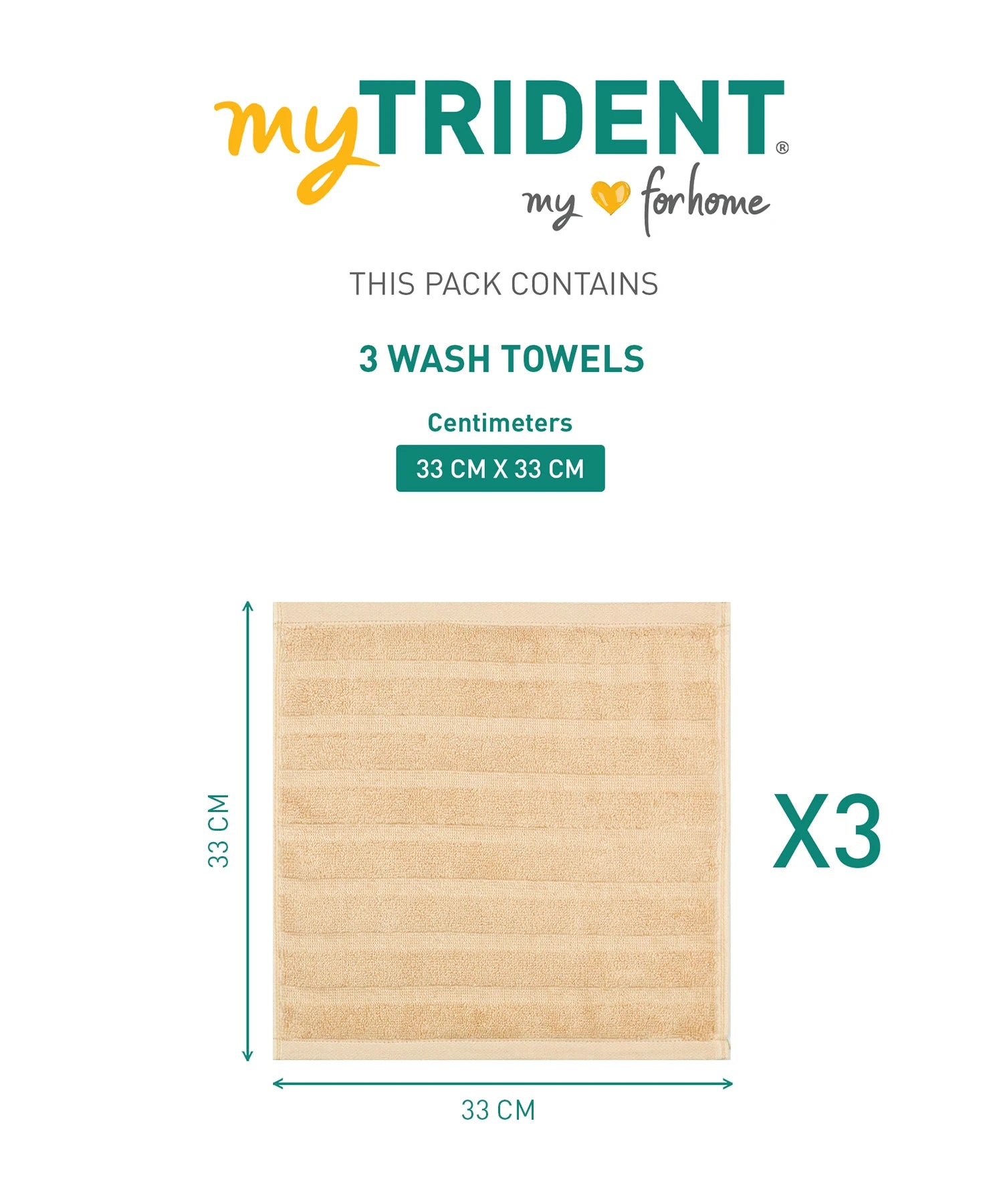 Quick Dry 3 Pc Wash Towel, Beige|400 GSM Cotton