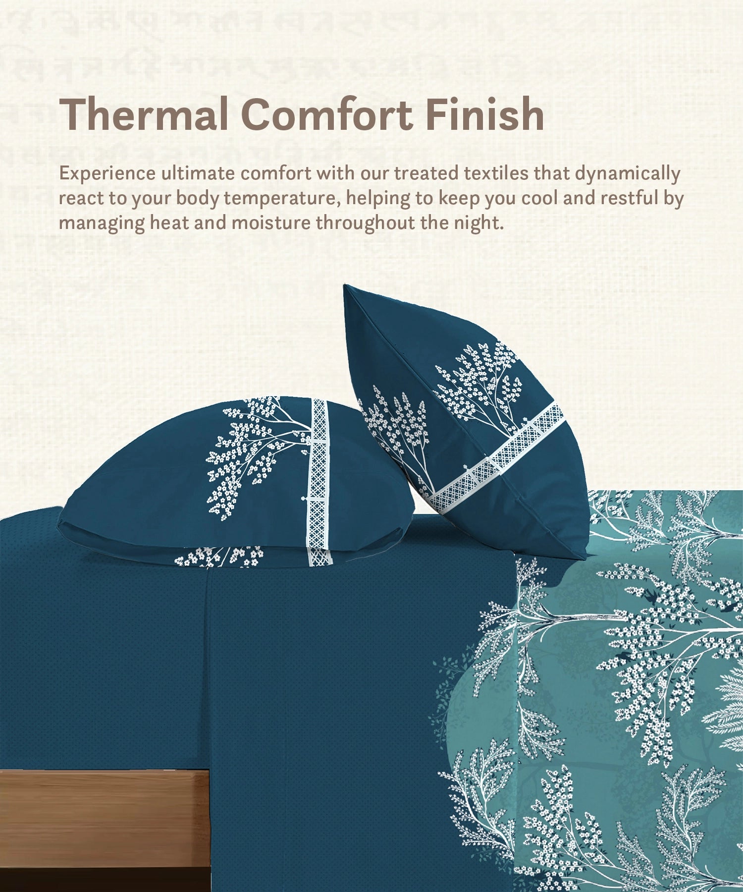 Classic Prakriti King Bedsheet Set, Vayu|210 TC Cotton|2 Pillow Covers