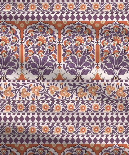 Home Essential Royal Bloom Queen Bedsheet Set, Rosario Purple| 144TC Cotton| 2 Pillow Covers