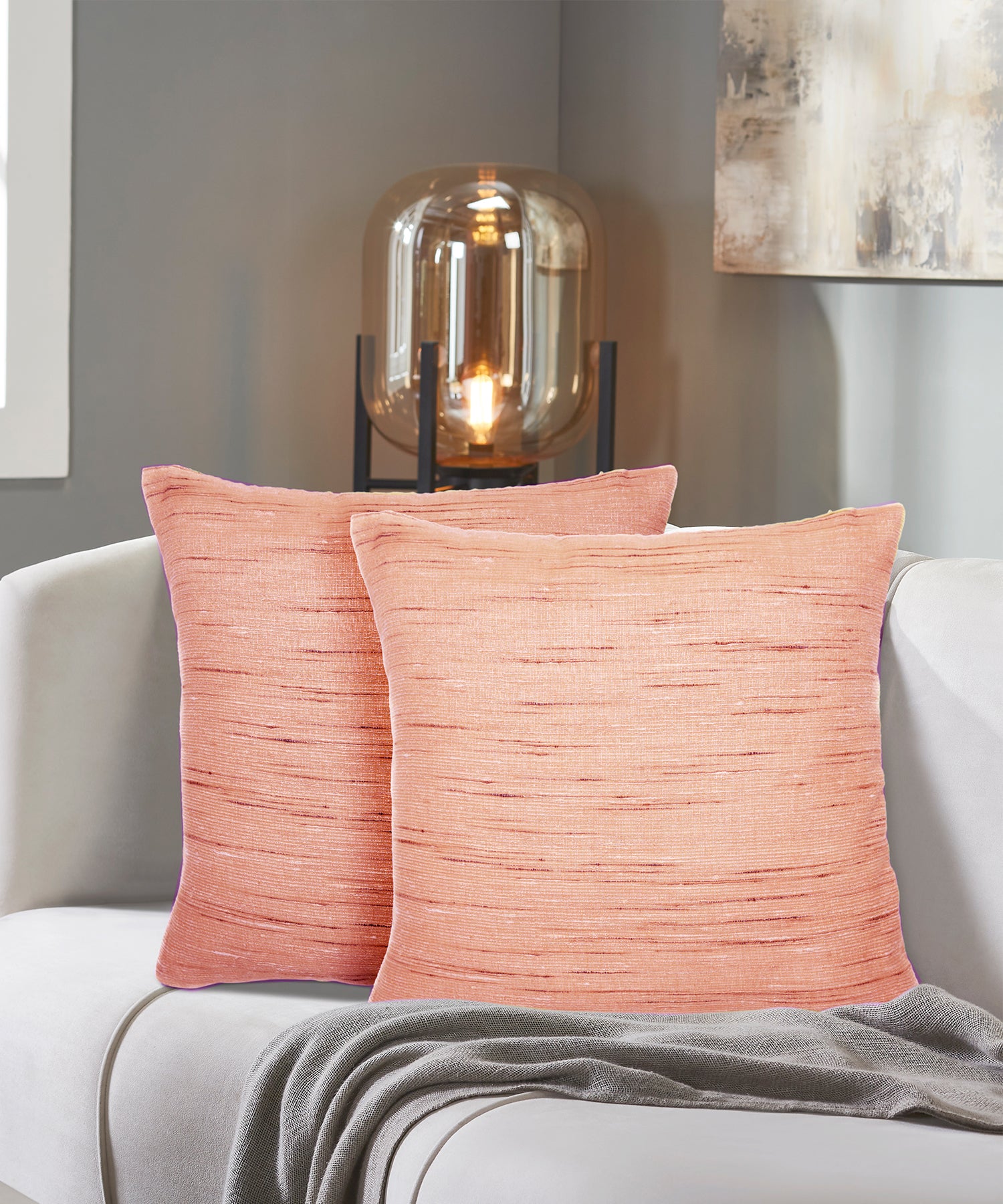 Shimmer Collection 2 Pieces Set 40 X 40 Cms Lurex Cotton Pink Cushion Cover
