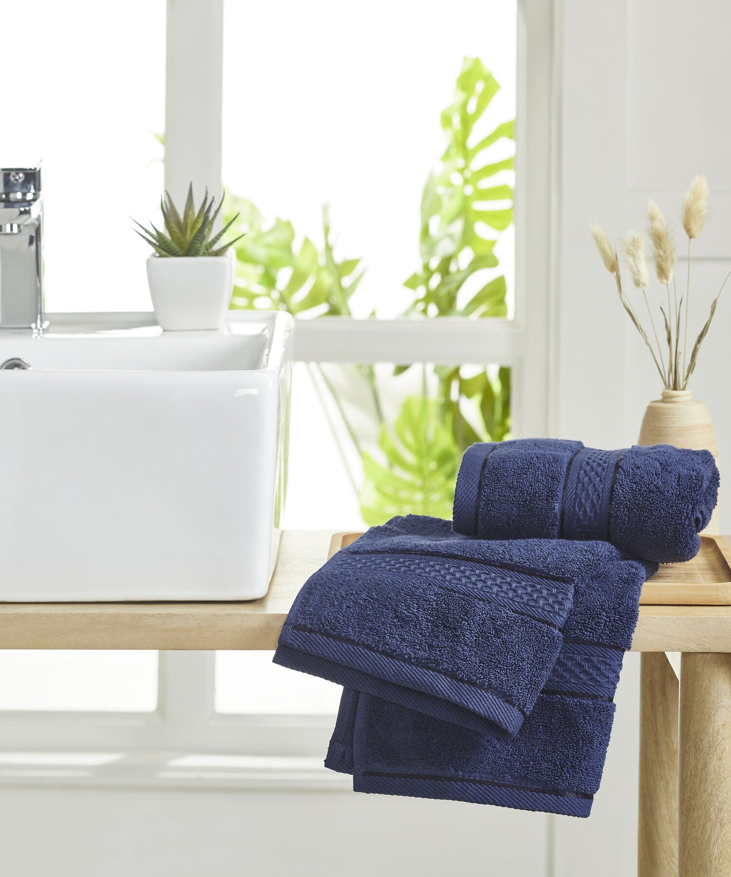 myTrident Cotton Navy Blue Bath Towel