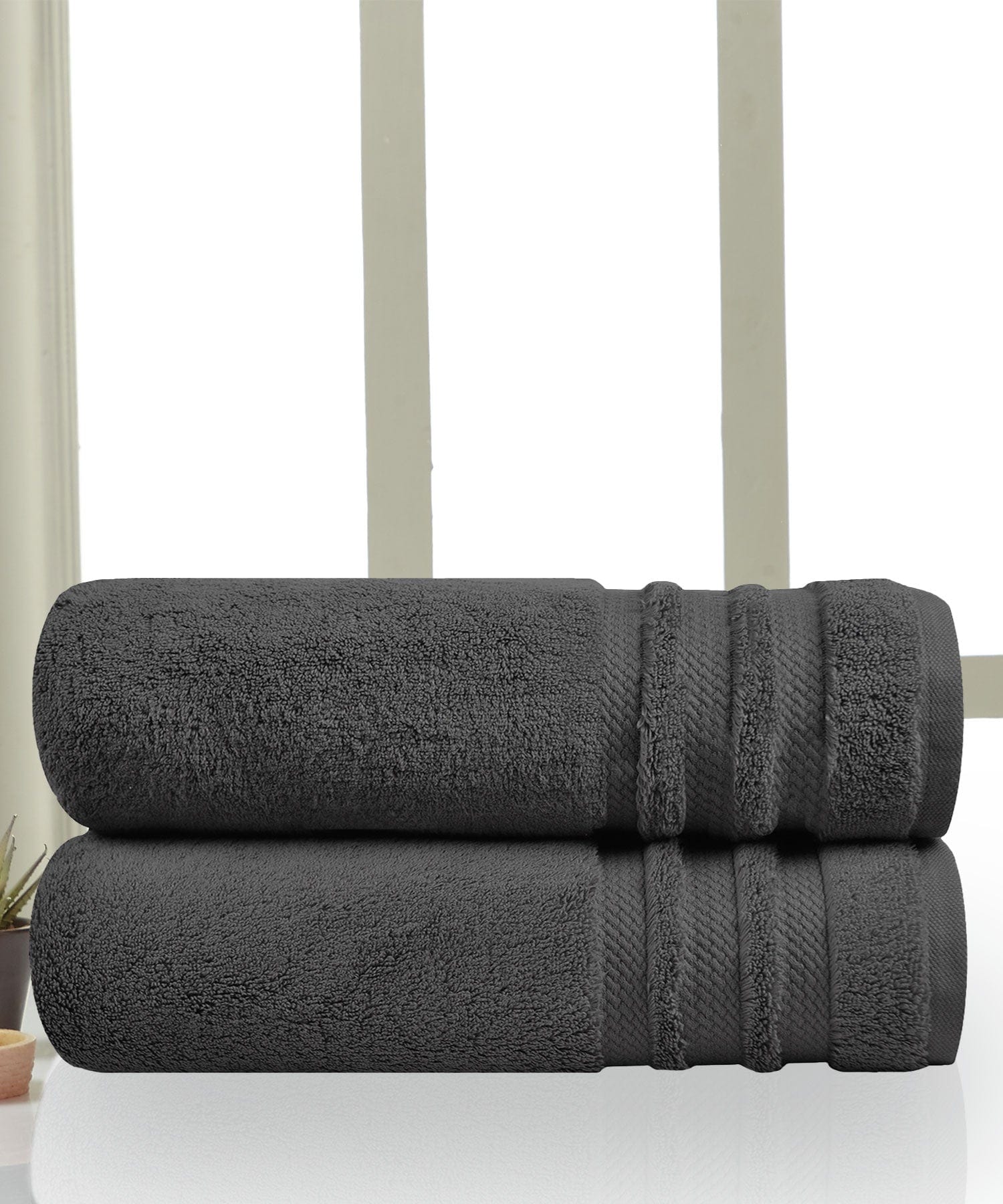 Luxury 2Pc Bath Towel Set , 625 Gsm, Charcoal