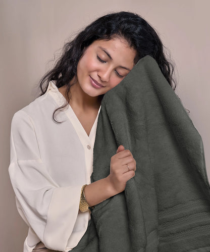 Luxury 2 PC Bath Towel Set, Charcoal