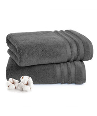 Luxury 2 PC Bath Towel Set, Charcoal|625 GSM Cotton|Anti Microbial