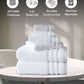 Luxury 6 Pc Towel set, 625 GSM, Antimicrobial, Premium Cotton, White