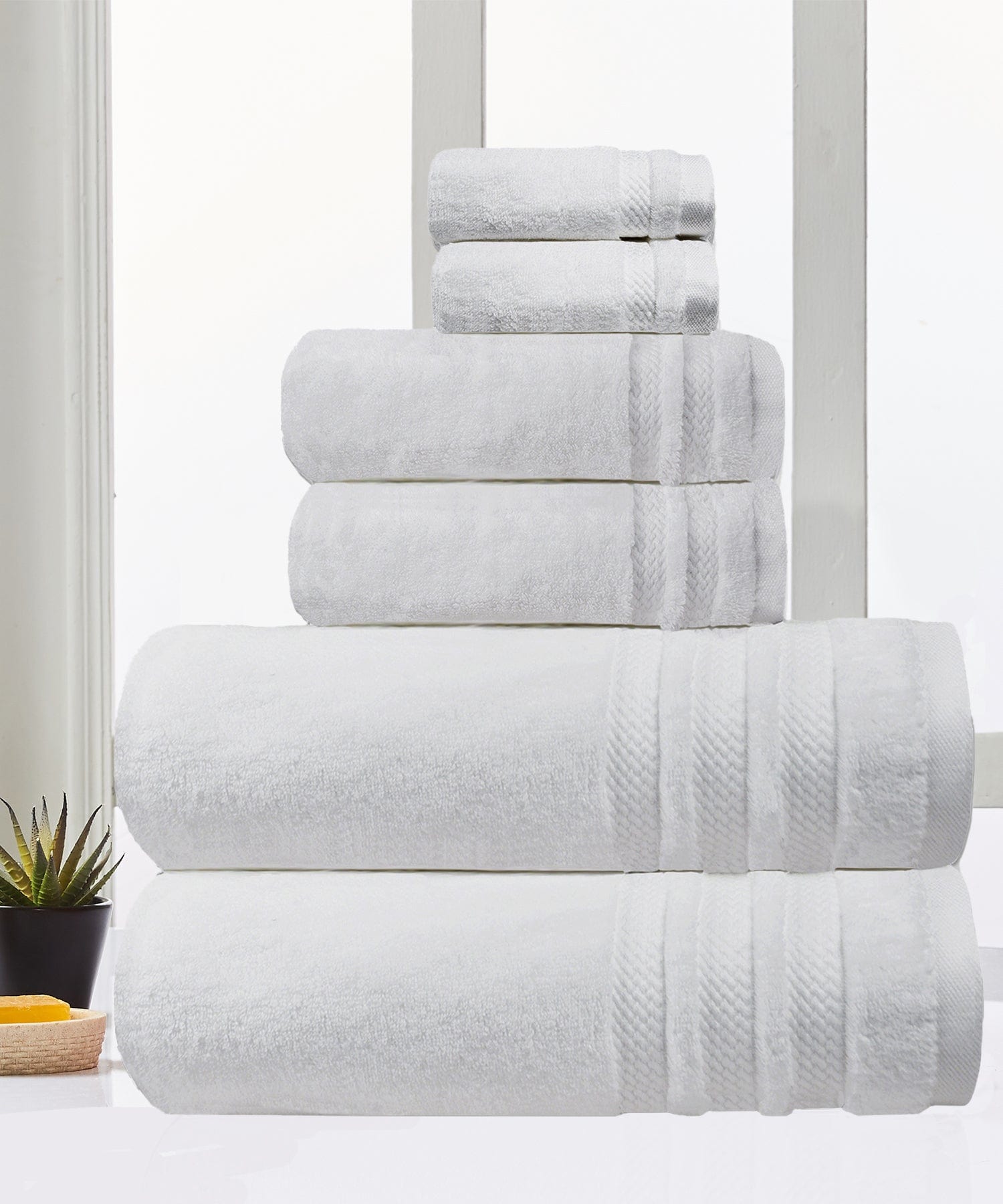 Luxury 6 Pc Towel set, 625 GSM, Antimicrobial, Premium Cotton, Purple