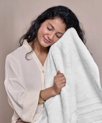 Luxury 6 Pc Towel set, 625 GSM, Antimicrobial, Premium Cotton, White