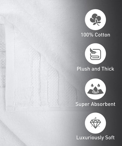 Luxury 6 Pc Towel set, 625 GSM, Antimicrobial, Premium Cotton, White