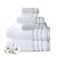 Luxury 6 Pc Towel set, 625 GSM, Antimicrobial, Premium Cotton, White