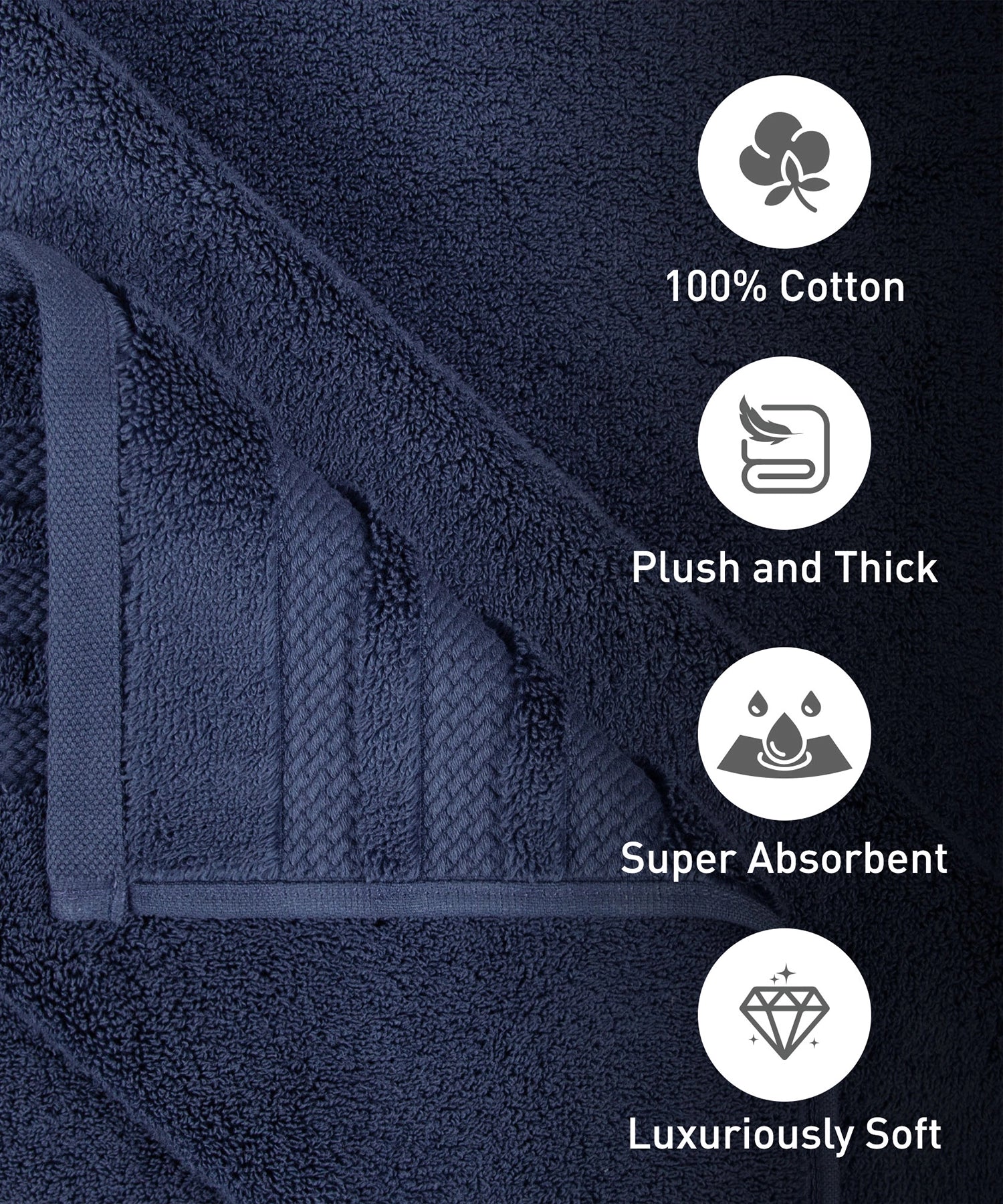 Luxury 6 PC Towel Set, Navy