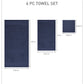 Luxury 6 PC Towel Set, Navy