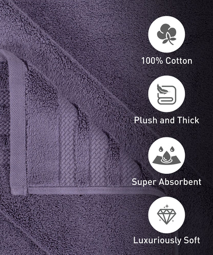 Luxury 6 Pc Towel set, 625 GSM, Antimicrobial, Premium Cotton, Purple