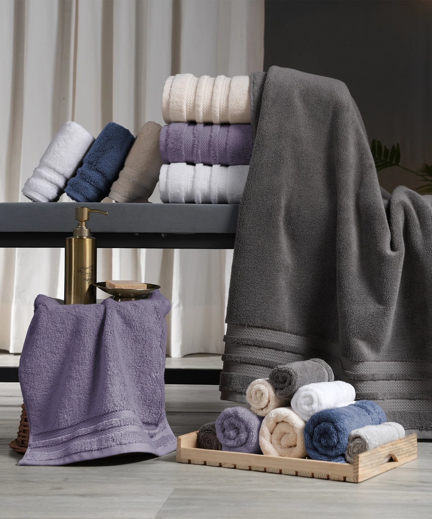 Luxury 6 Pc Towel set, 625 GSM, Antimicrobial, Premium Cotton, Purple