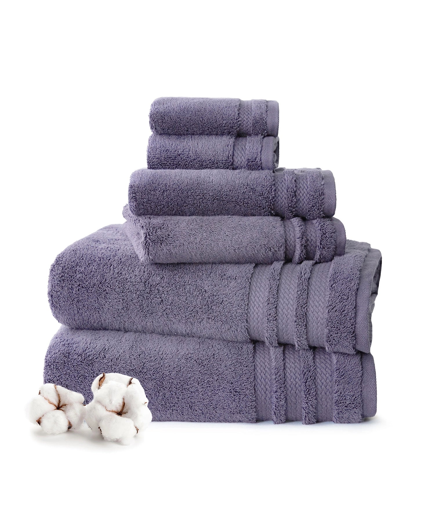 Luxury 6 Pc Towel set, 625 GSM, Antimicrobial, Premium Cotton, Purple