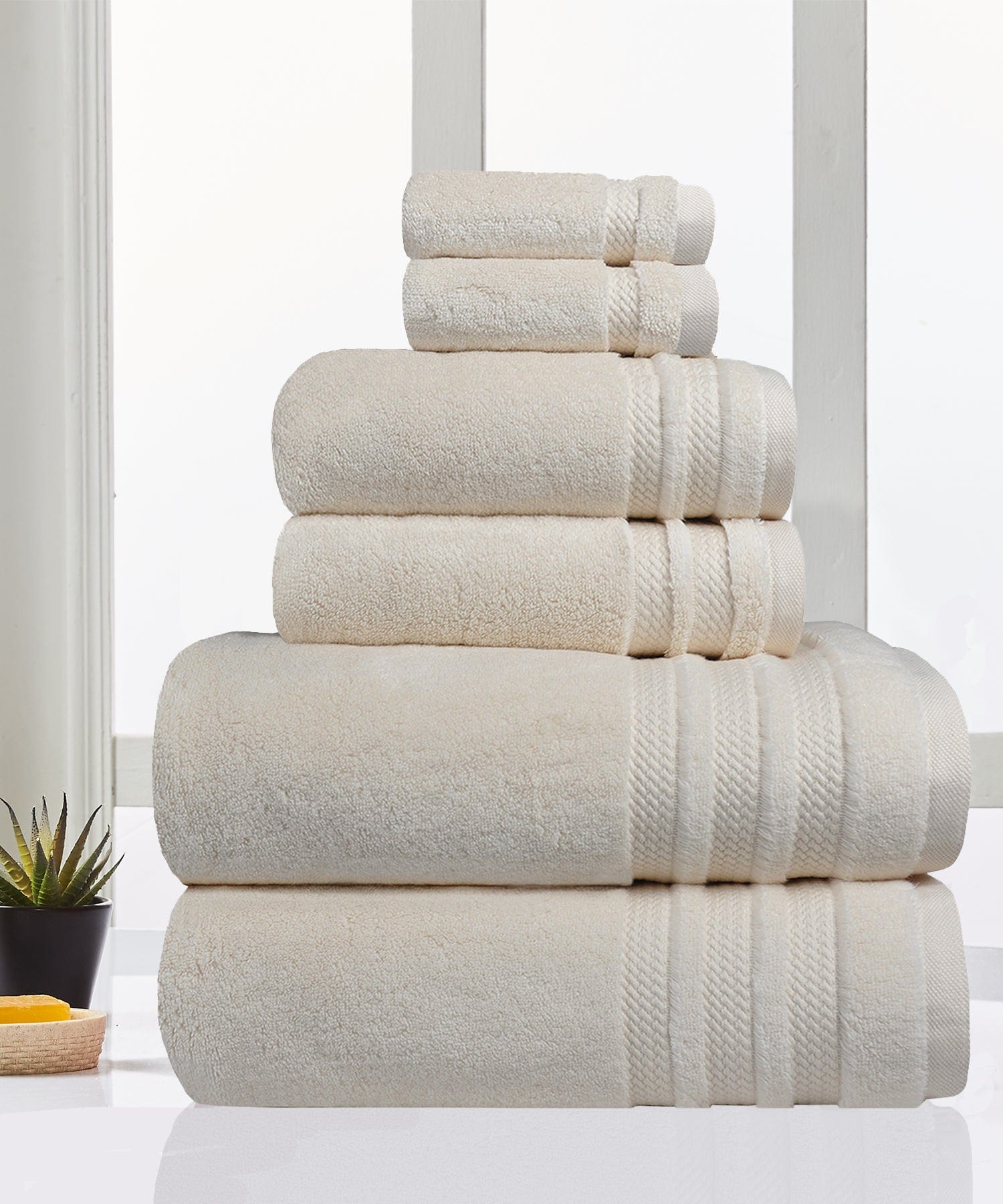 Luxury 6 Pc Towel set, 625 GSM, Antimicrobial, Premium Cotton, Linen