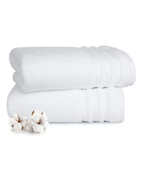 Luxury 2 PC Bath Towel Set, White|625 GSM Cotton|Anti Microbial