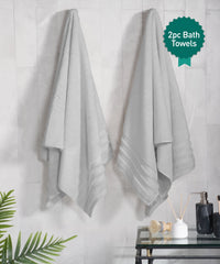 Luxury 2 PC Bath Towel Set, Grey|625 GSM Cotton|Anti Microbial