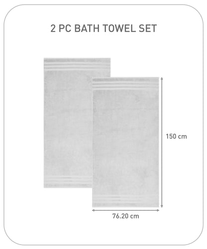 Luxury 2 PC Bath Towel Set, Grey