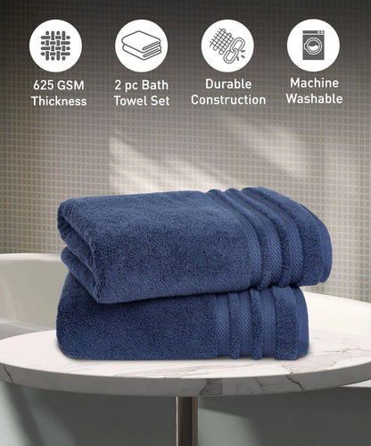 Luxury 2 PC Bath Towel Set, Navy