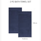 Luxury 2 PC Bath Towel Set, Navy