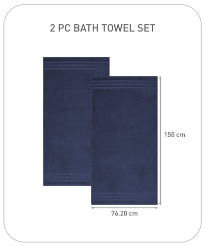 Luxury 2 PC Bath Towel Set, Navy